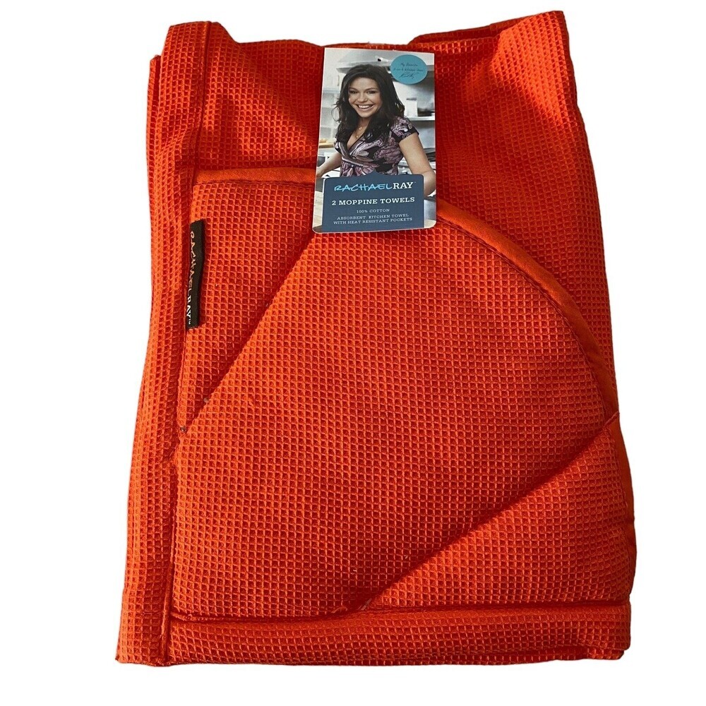 (2) Rachael Ray 2-in-1 Moppine Absorbent Kitchen Towel & Heat Resistant Orange